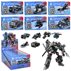 Конструктор Qman 41107 (72шт) поліція, транспорт, від 108дет, в кор-ці, 6в1(робот), 6шт(6видів) 