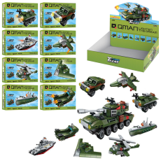 Конструктор Qman 1803 (128шт) військова техніка, від 38дет, 8шт(8видів) в дисплеї, 26,5-9-19,5см		